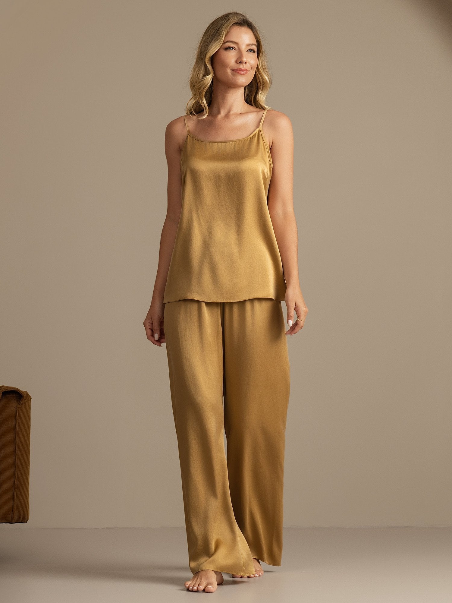 19 Momme Washable Silk Cami & Wide Leg Pants Set - Image 21