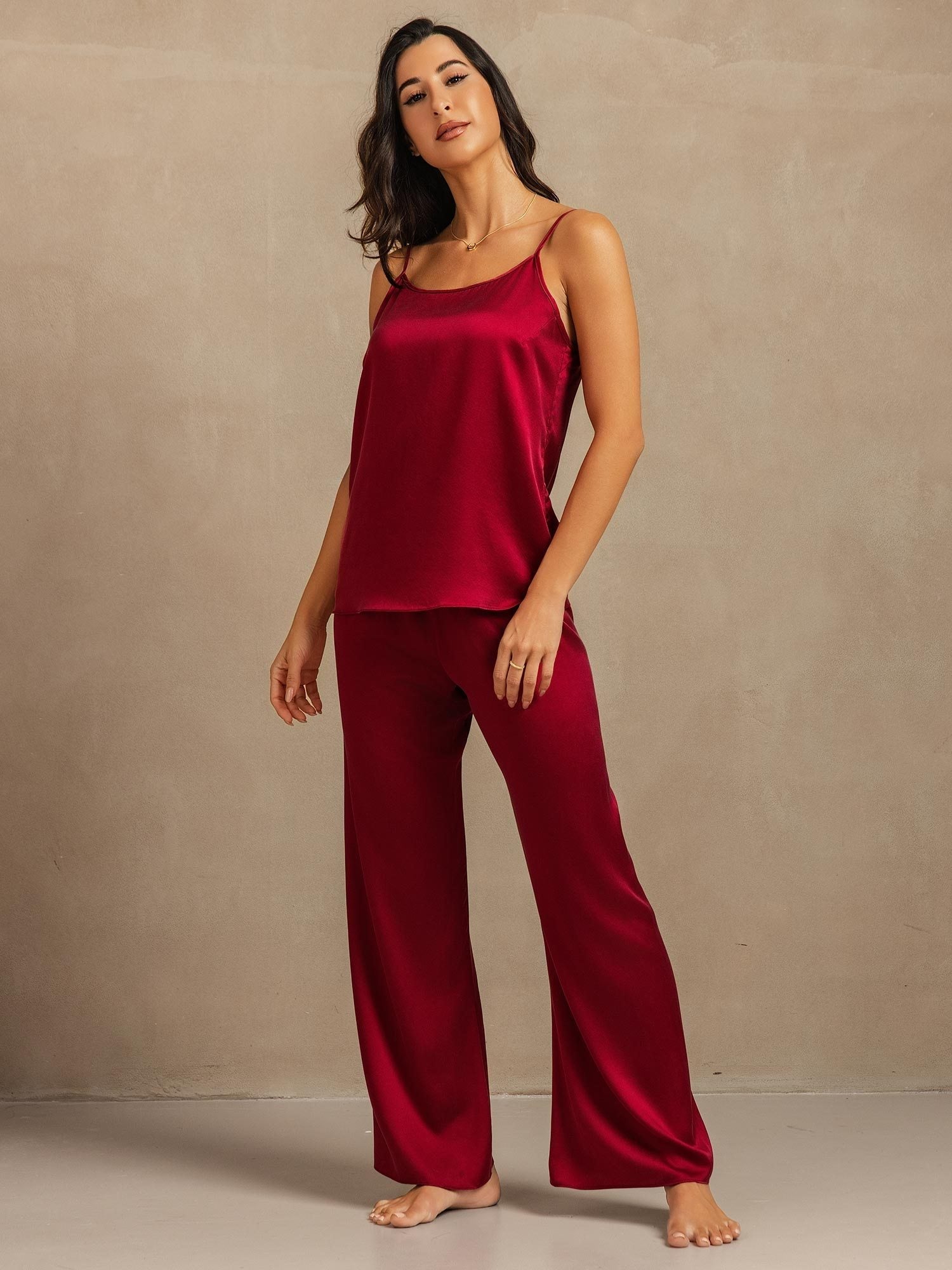 19 Momme Washable Silk Cami & Wide Leg Pants Set - Image 35