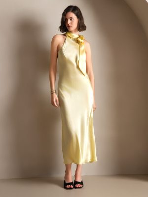 19Momme Silk Sleeveless Tie Neck Midi Dress