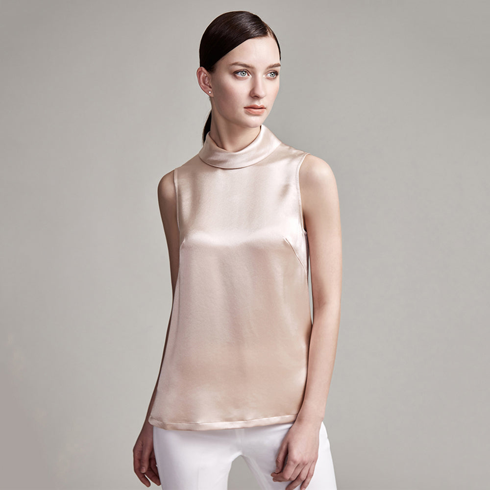 22 Momme High Neck Sleeveless Silk Tank Top for Women - Image 5