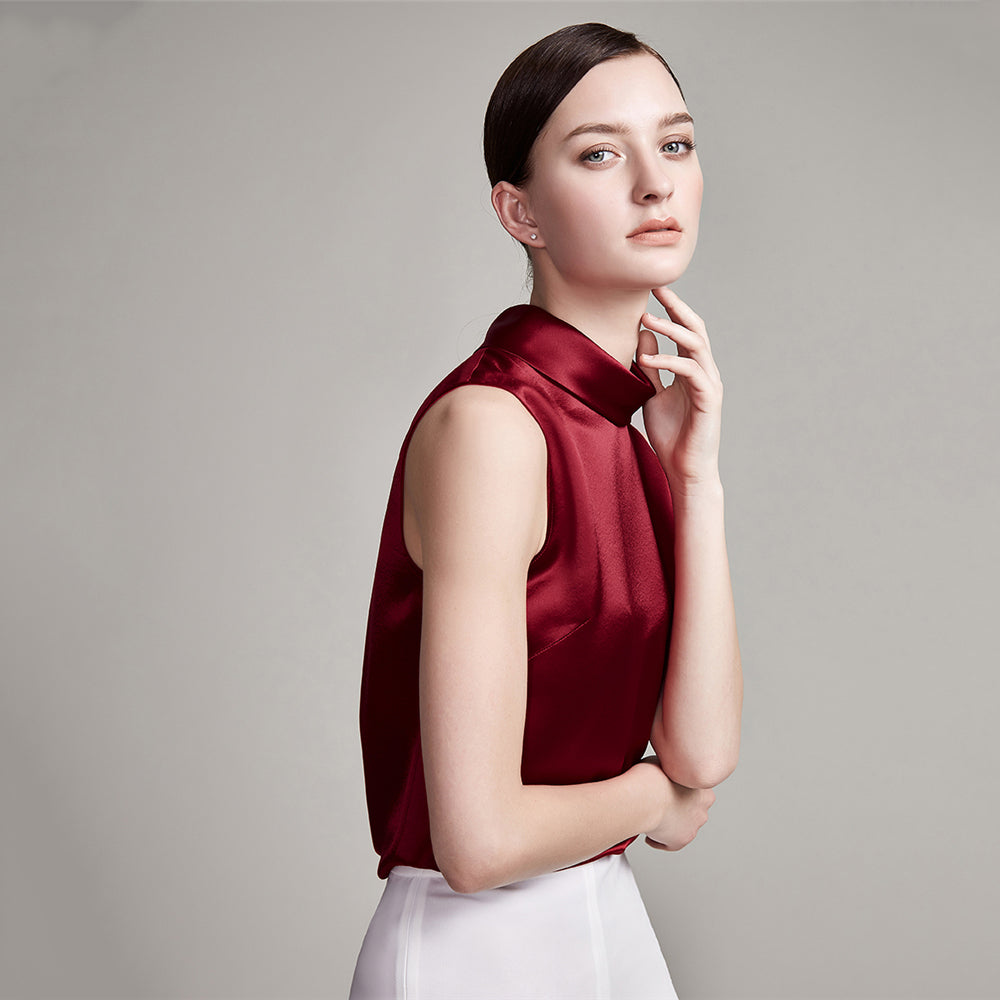 22 Momme High Neck Sleeveless Silk Tank Top for Women - Image 9