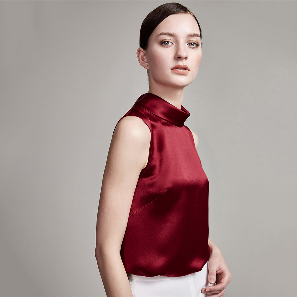 22 Momme High Neck Sleeveless Silk Tank Top for Women - Image 11