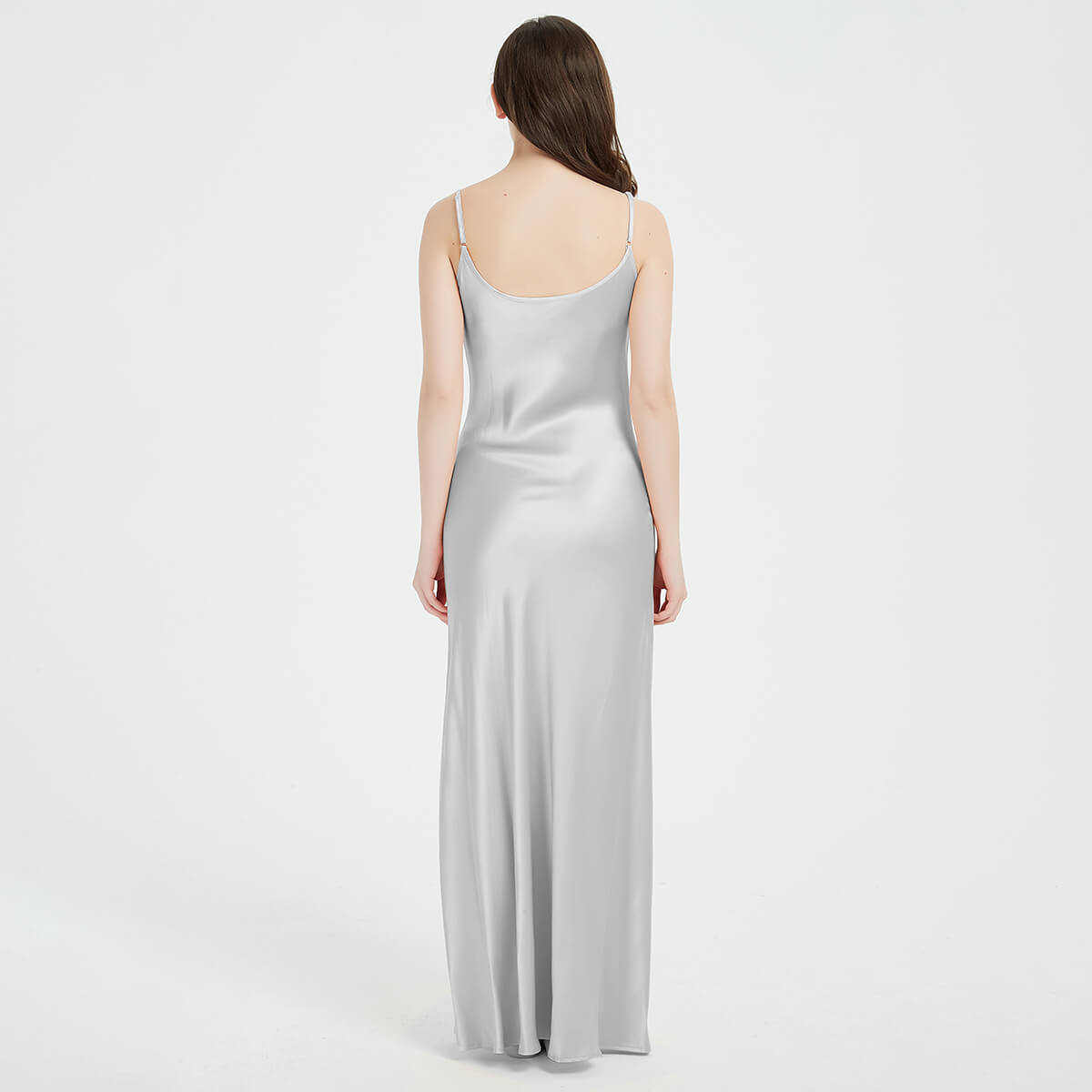 Floor-Length V-Neck Pure Mulberry Silk Slip Dress Maxi Nightgown LSP015 - Image 8