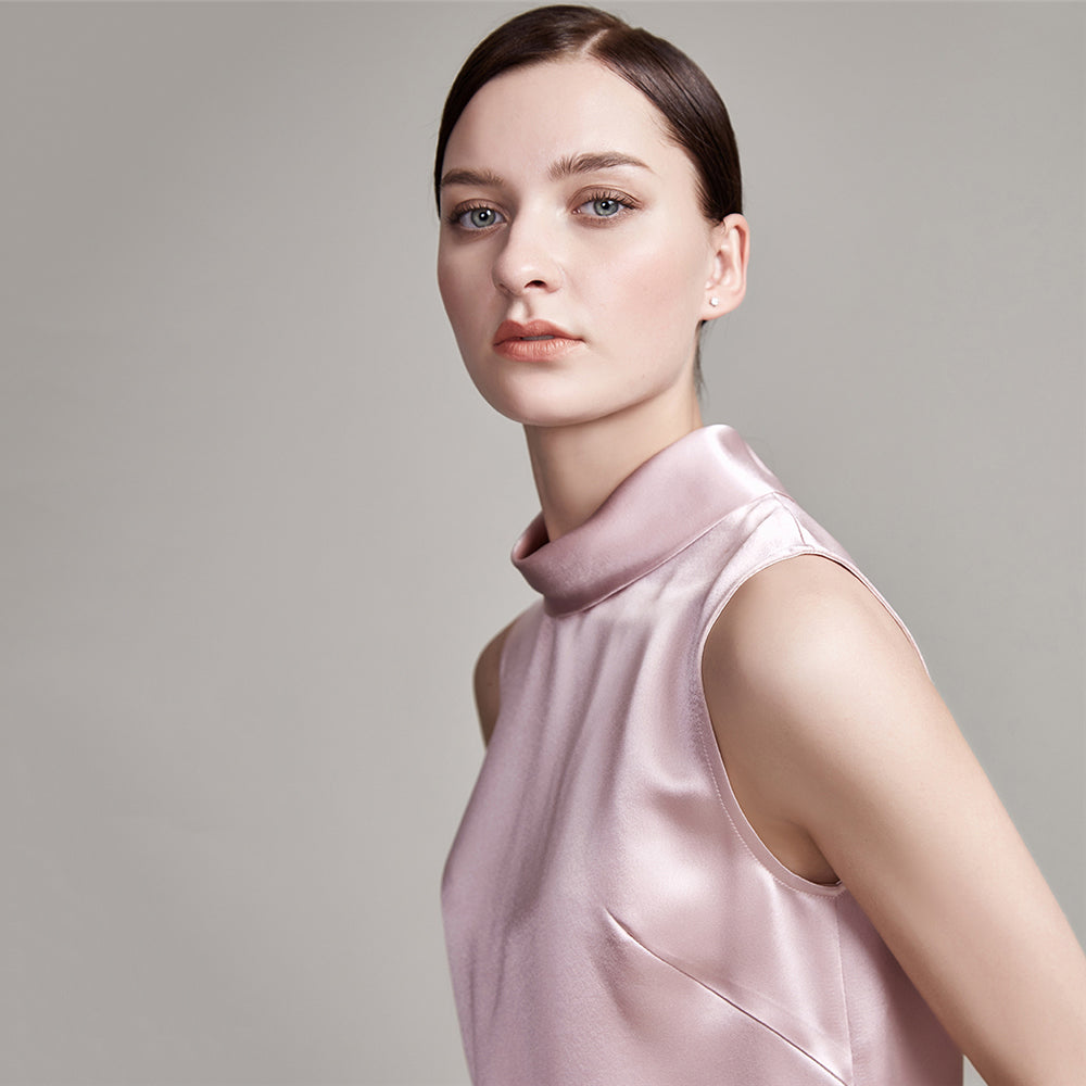 22 Momme High Neck Sleeveless Silk Tank Top for Women - Image 2