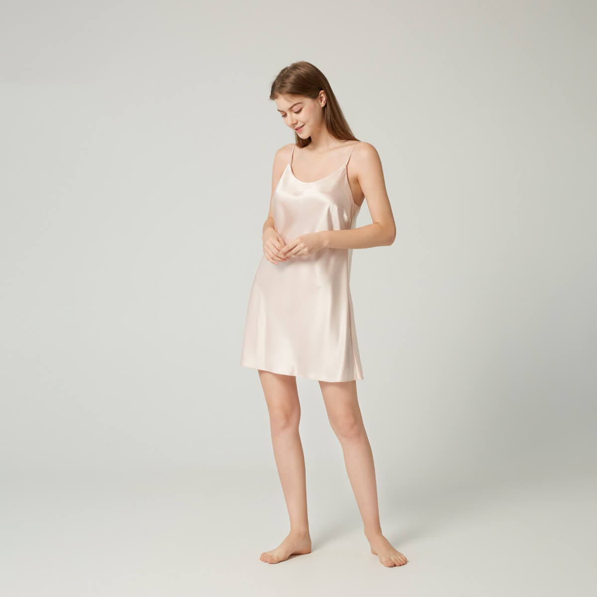 Classic Short Mulberry Silk Chemise for Women LSP005 - Image 31