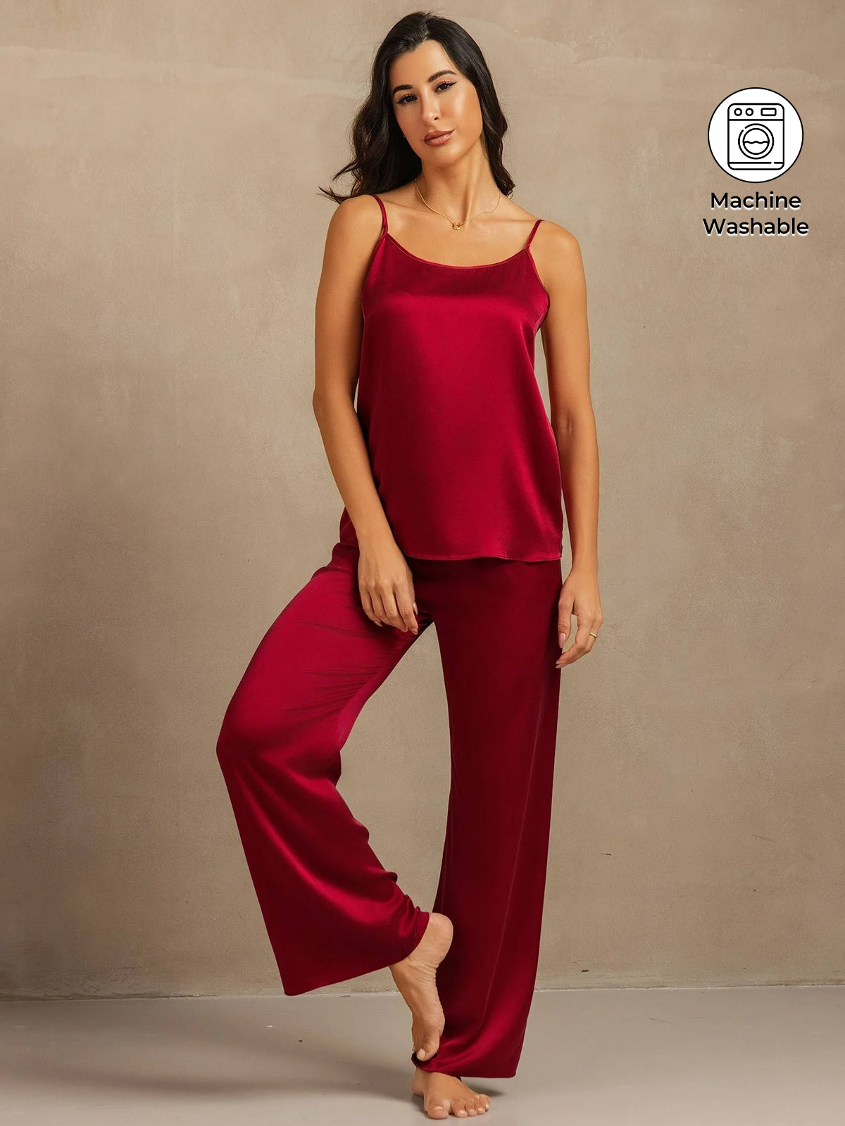 19 Momme Washable Silk Cami & Wide Leg Pants Set - Image 30