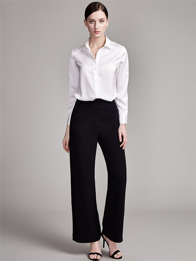 22 Momme Women's Basic Long Sleeve Silk Blouse with Button Front - Image 3