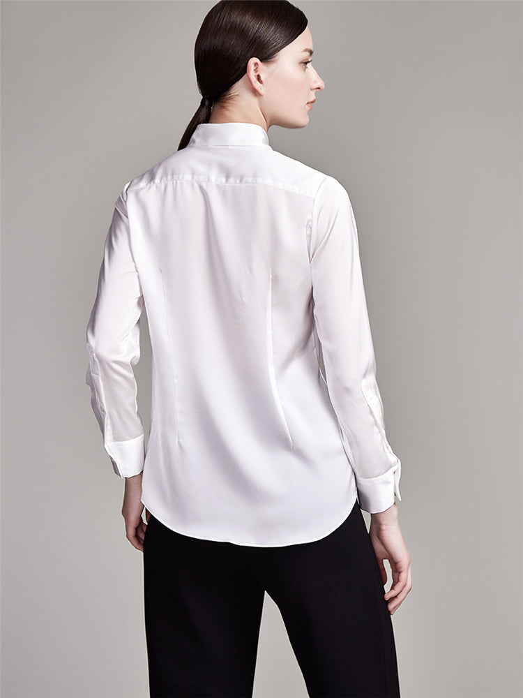 22 Momme Women's Basic Long Sleeve Silk Blouse with Button Front - Image 4