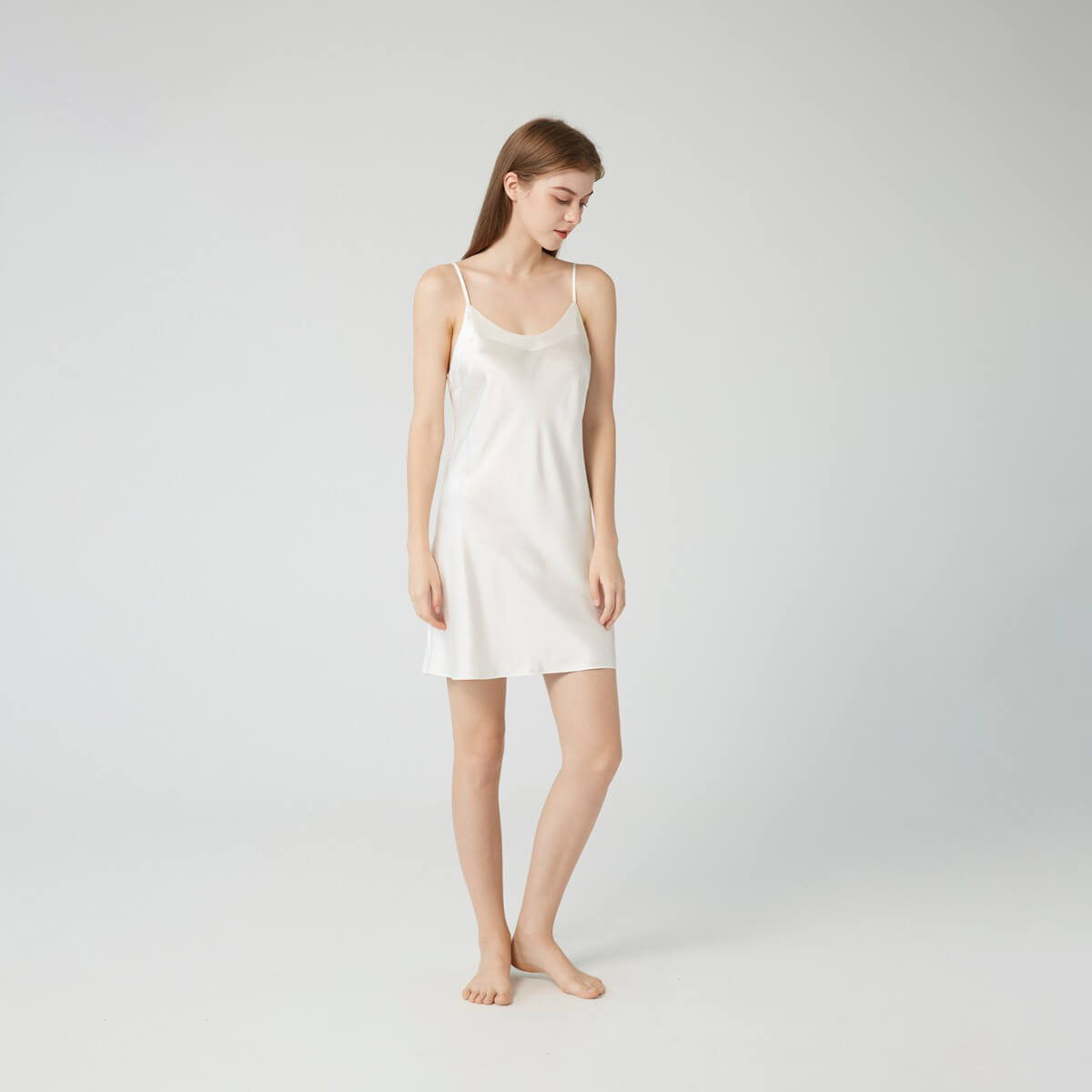 Classic Short Mulberry Silk Chemise for Women LSP005 - Image 15