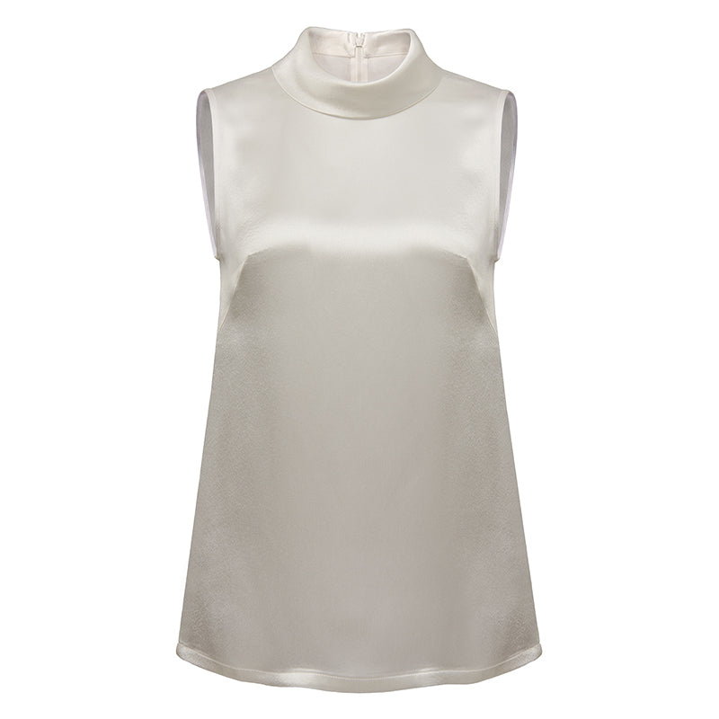 22 Momme High Neck Sleeveless Silk Tank Top for Women - Image 18
